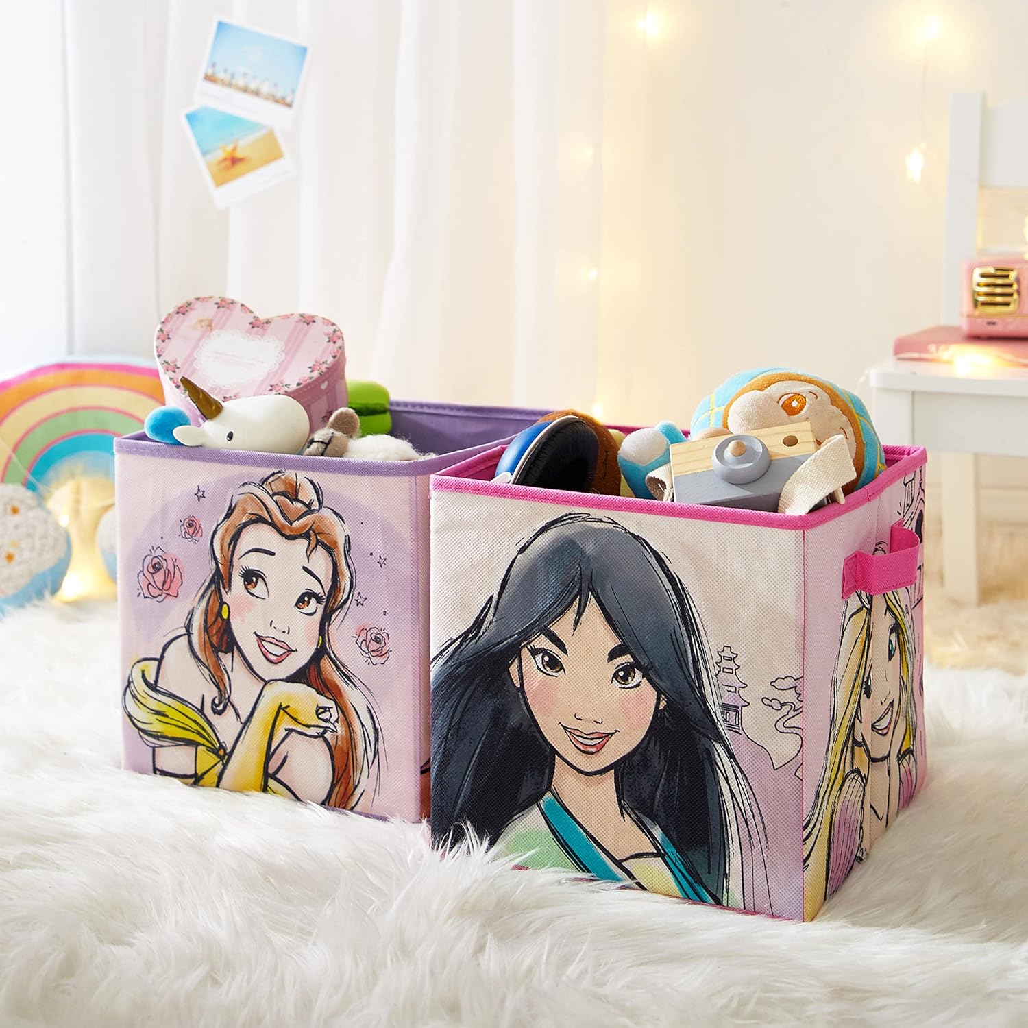 ディズニープリンセス 収納ボックス 2個セット 折りたたみ 収納キューブ 25cm おもちゃ収納 子供部屋 プレイルーム クローゼット おもちゃ箱 ごっこ遊び ままごと おもちゃ 誕生日 クリスマス 女の子 男の子 【並行輸入品】Disney Princess Collapsible Storage Cubes