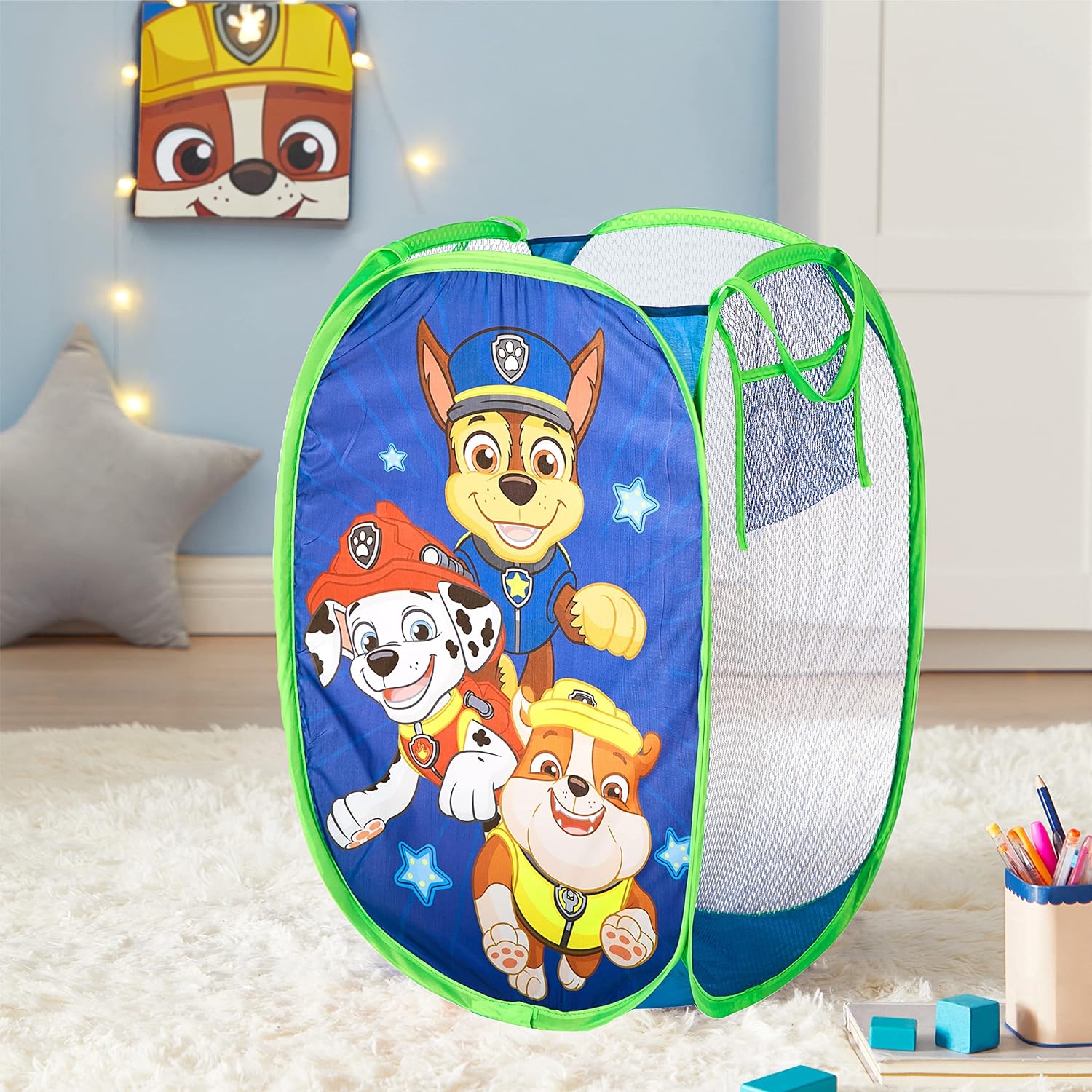 パウパトロール ランドリーバスケット 折りたたみ ポップアップ 収納ボックス キッズ収納 洗濯かご 持ち手付き 軽量 チェイス ラブル マーシャル おもちゃ箱 ごっこ遊び ままごと おもちゃ 誕生日 クリスマス 女の子 男の子 【並行輸入品】Paw Patrol Chase, Rubble Marshall