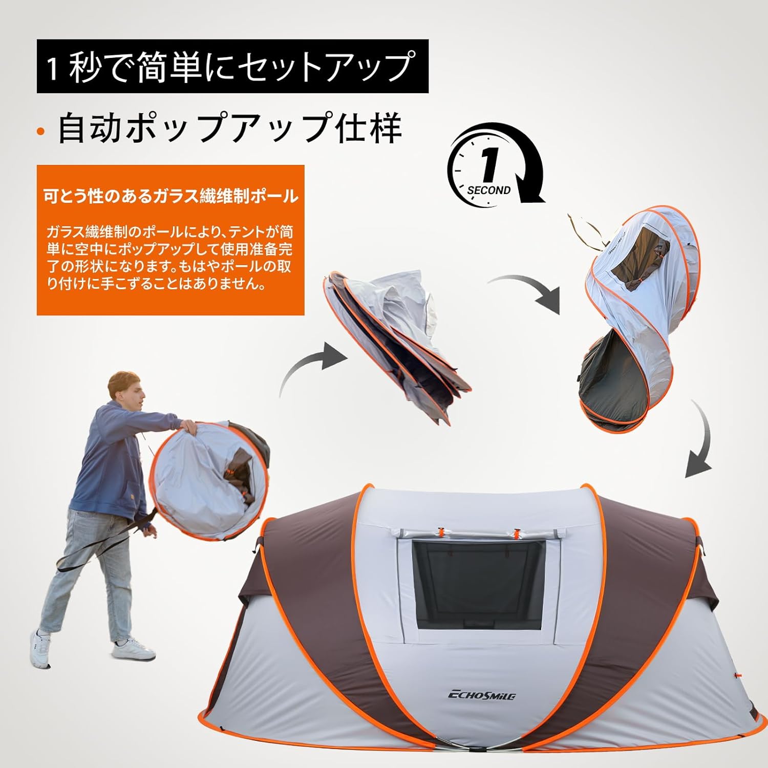 EchoSmile ��󥿥å��ƥ�� �ݥåץ��å� �ɿ� UV 99% 1�ô�ñ��Ω �ѿ尵3000mm �ɲ�ͥå��դ� �������� ��²�ѥƥ�� �����߷� ��2/4/6/8��������ġ�