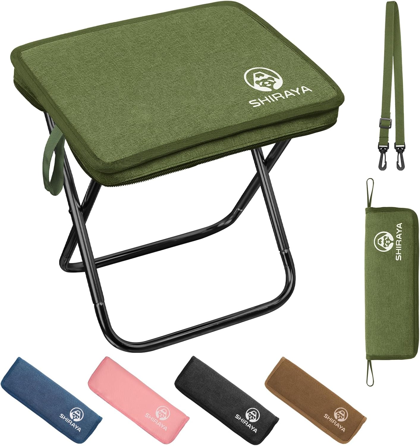 shiraya【Newモデル】折りたたみ椅子 アウトドアチェア コンパクト 超軽量 アルミ合金 ショルダー付き ..