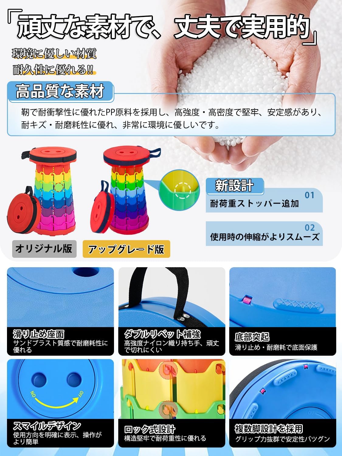 BTtime 折りたたみ椅子 伸縮式 アウトドアチェア 折り畳み式 キャンプ椅子 キャンプスツール 軽量 防水 持ち手付き 持ち運び便利 1秒開閉可能 耐荷重200KG 釣り/観戦/花火大会/屋内/屋外用（ブラック） aoitrade-1-10002554 AOITRADE楽天市場店 サンプル画像3