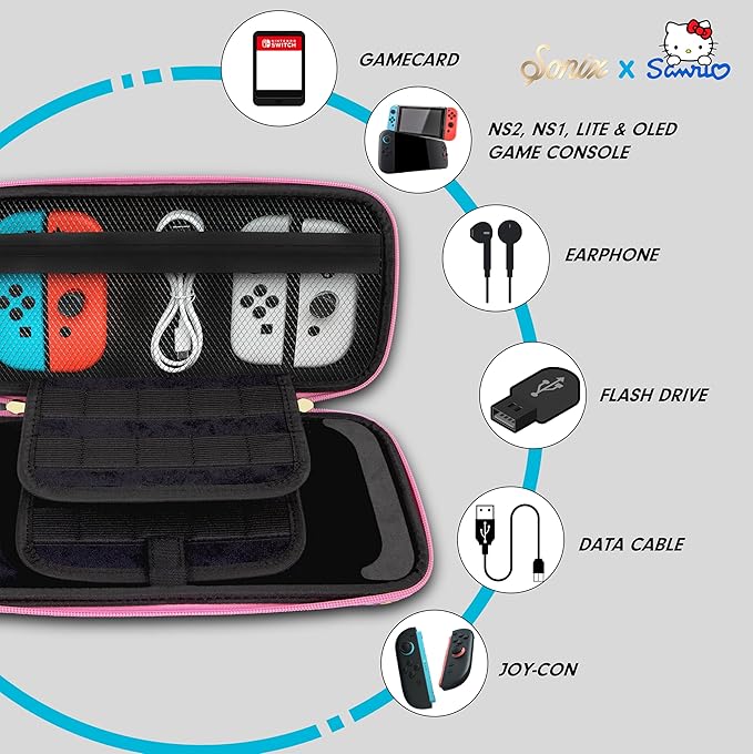 サンリオ Nintendo Switch 2 本体 収納ケース - ハローキティ マイメロ クロミ シナモロール キキララ ゲーム ケース 保護 ライセンス商品 (Nintendo Switch 2、有機ELモデル、Switch Lite、Switch本体に対応)【並行輸入品】 — vista 3