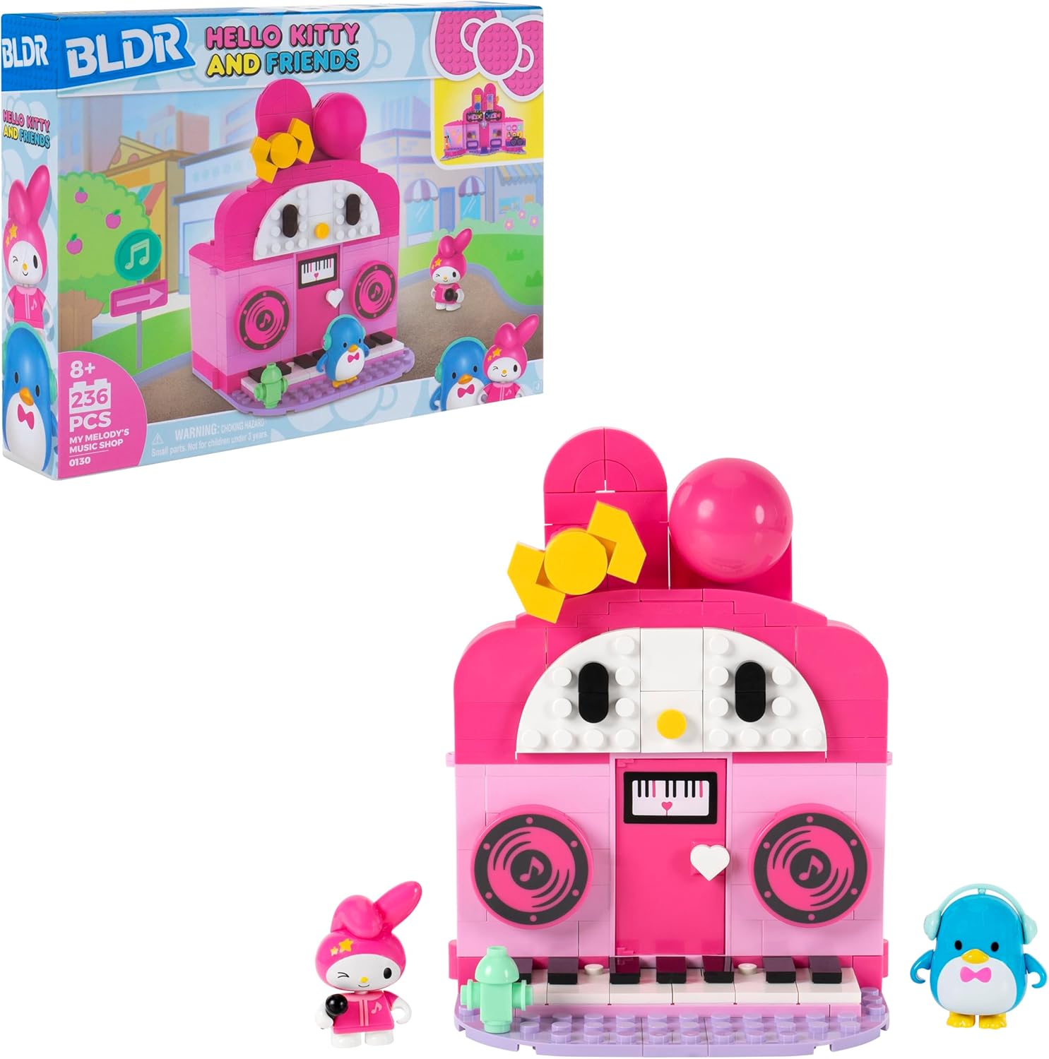 ハロー キティ＆フレンズ マイメロディのミュージックショップ 組み立て ブロック 236ピース サンリオ公式 マイメロディ＆タキシードサム ミニフィギュア付き おもちゃ ごっこ遊び ままごと おもちゃ 誕生日 クリスマス 女の子 男の子【並行輸入品】