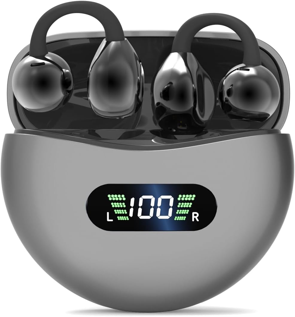 イヤホン イヤーカフ bluetooth ワイヤレスイヤホン ながら聴き イヤフォン スポーツ用 耳挟み式 オープンイヤー 耳掛け 耳を塞がない マイク付き ENC通話 数字LEDディスプレイ残量表示