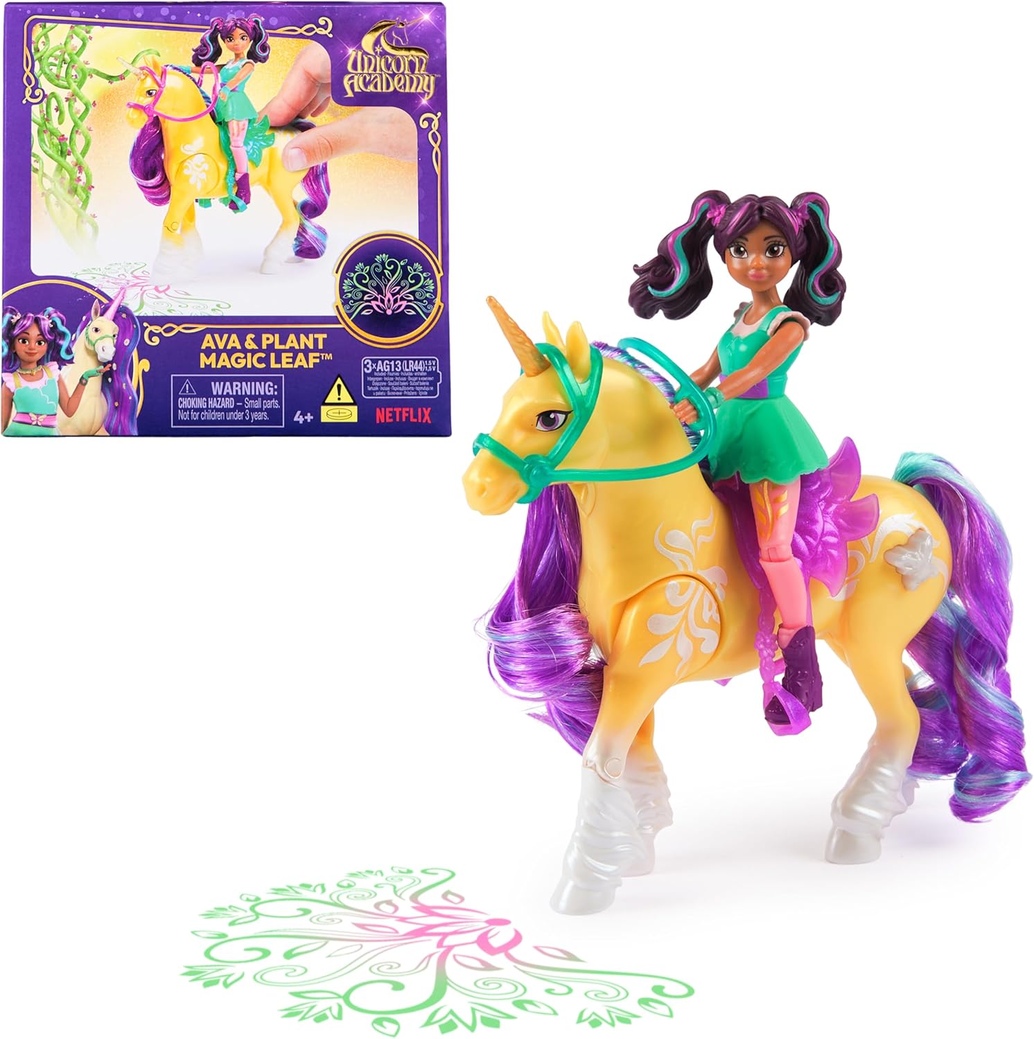 ユニコーンアカデミー エイヴァ＆リーフ ドール＆ユニコーンセット ライトアップ プラントマジック ユニコーンおもちゃ 4歳以上対象 ごっこ遊び ままごと おもちゃ 誕生日 クリスマス 女の子 男の子 Unicorn Academy, Ava & Plant Magic Leaf【並行輸入品】
