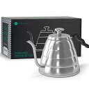 【並行輸入品】 Coffee Gator 温度計付き コーヒー ドリップ ケトル 34オンス ステンレススチール ストーブトップ 精密ドリップ スパウト付き 紅茶 コーヒー用 ケトル (約1L) 細口ポット ステンレス製 IH対応