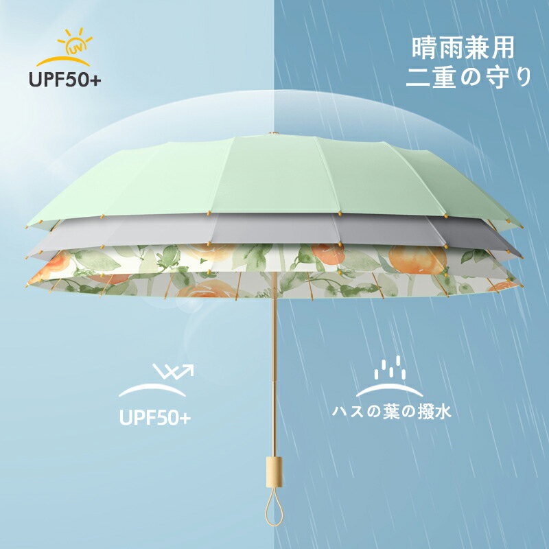 日傘 折りたたみ傘 16本骨 多層生地設計 UVカット99.99% UPF50+ 完全遮光 晴雨兼用 レディース ないぶ..