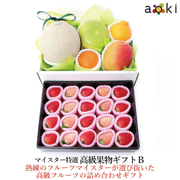 マイスター特選フルーツ 高級果物ギフトB[いちご おすすめ柑橘 デコポン マスクメロン メロゴールドまたは美生柑など]RC お中元 御中元 フルーツギフト専門店 果物詰め合わせ フルーツギフト お誕生日 プレゼント 御祝 内祝 入学祝 卒業祝 結婚 御見舞のサムネイル
