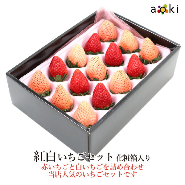 紅白いちごセット （12〜15粒） 化粧箱入 200g前後[紅白いちご]RC イチゴ 苺 送料込 果物詰め合わせ お歳暮 御歳暮 冬ギフト 誕生日 プレゼント 御祝 内祝 入学祝 結婚 御見舞 快気祝 くだもの 旬の果物 プレゼント 引越し祝 御供 熨斗対応 のし対応