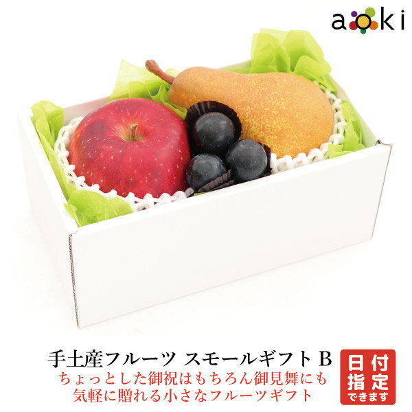 手土産フルーツ　スモールギフトBアオキフルーツ[おすすめ黒赤ぶどう りんご 洋梨]RC 送料込 果物詰め合わせ 誕生日 プレゼント 御祝 内祝 結婚 御見舞 お礼 快気祝 お祝い くだもの 贈り物 お供え物 季節のフルーツ