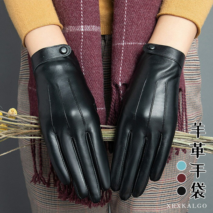 【期間限定10%OFF】【スマホ対応】手袋 レディース 革 グローブ レザー ラム革 本革 手ぶくろ 指皮手袋 保温 レザーグローブ 本革グローブ かわいい 女...