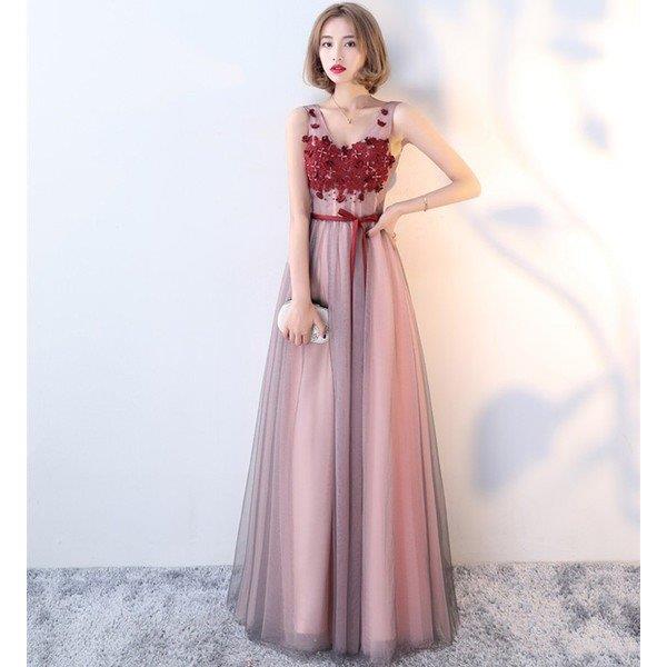 アオキ商店高森台の【時間限定10%OFF】パーティードレス 結婚式 ドレス ウェディングドレス ロングドレス パーティドレス Vネック お呼ばれ 発表会 大きいサイズ ドレス 二次会 忘年会｜アングル2