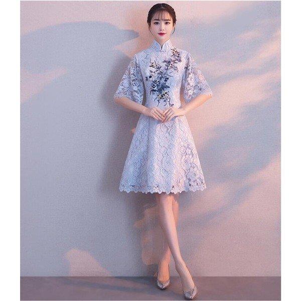 【時間限定10％OFF】パーティードレス 結婚式ドレス ミニ丈ドレス 花嫁 演奏会 同窓会 発表会 お呼ばれ 二次会 披露宴 成人会 上品 大人 可愛い