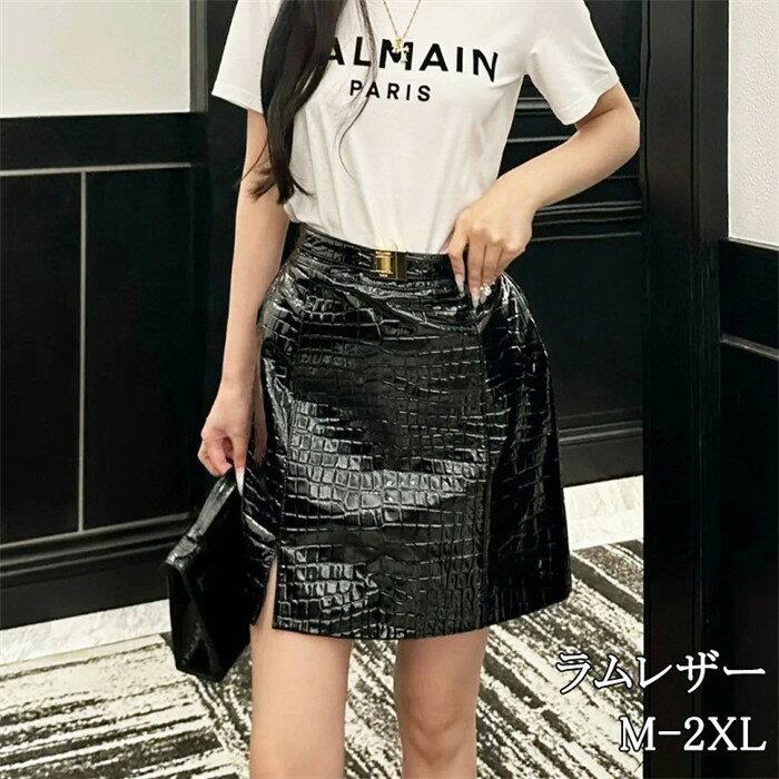 Rakuten - 【時間限定10%OFF】スカート ミニ丈革スカート ラムレザー タイトスカート ミニペンシルスカート ラムレザースカート ハイウエスト 本革 皮スカート 羊革 ブラック 送料無料