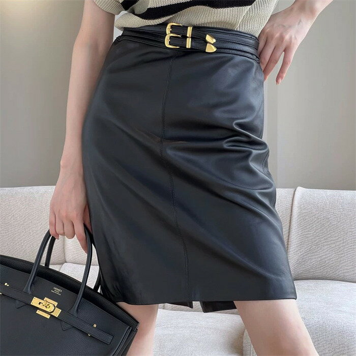 Rakuten - 【時間限定10%OFF】スカート 膝丈スカート ラムレザー タイトスカート 膝丈ペンシルスカート ラムレザースカート ハイウエスト タイトスカート 本革 皮スカート 羊革 上品 オシャレ 柔らかい肌触り 送料無料