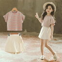 【時間限定10%OFF】子供服 セットアップ キッズ 女の子 韓国子供服 上下セット 2点セット トップス 半袖 Tシャツ スカートセット 可愛い 春夏 通学着...