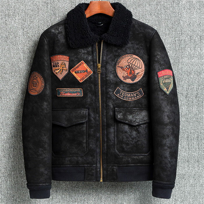 【時間限定10%OFF】本革ジャケット ムートンジャケット フライトジャケット レザージャケット ウール襟 羊革 革ジャン ラム革 羊革ジャケット 羊革バイクジャケット メンズ 父の日 お洒落 ファッション 送料無料