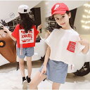 【時間限定10%OFF】子供服 セットアップ キッズ 女の子 韓国子供服 上下セット 2点セット トップス 半袖 Tシャツ ミニスカート デニム 可愛い 春夏 通学着 通園着 新品