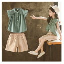 【時間限定10%OFF】韓国こども服 セットアップ 子供服 上下 2点セット半袖Tシャツ トップス パンツ カジュアルパンツ サルエル 女の子 可愛いスタイル ...