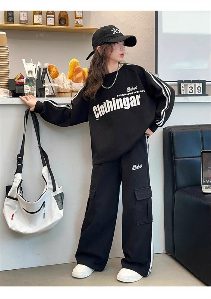 【スーパーSALE15%OFF】子供服 セットアップ キッズ 女の子 長袖 秋 上下セット Tシャツ ロングパンツ 長ズボン 子供ジャージ スポーツウェア 運動着 おしゃれ 可愛い カジュアル 新品 3