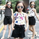 【時間限定10%OFF】子供服 セットアップ キッズ 女の子 春夏 2点セット 上下セット Tシャツ ノースリーブ ショートパンツ 薄手 おしゃれ カジュアル ...