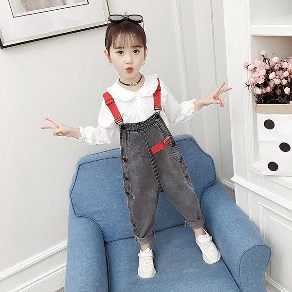 【時間限定10％OFF】子供服 セットアップ キッズ 女の子 長袖 春秋 上下セット ブラウス シャツ デニム..