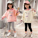 【時間限定10%OFF】子供服 セットアップ キッズ 女の子 長袖 秋 上下セット Tシャツ ロングパンツ 長ズボン 子供ジャージ スポーツウェア 運動着 おし...