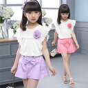 【時間限定10%OFF】子供服 セットアップ キッズ 女の子 韓国子供服 上下セット 2点セット トップス 半袖 Tシャツ ショートパンツ 可愛い 春夏 通学着...