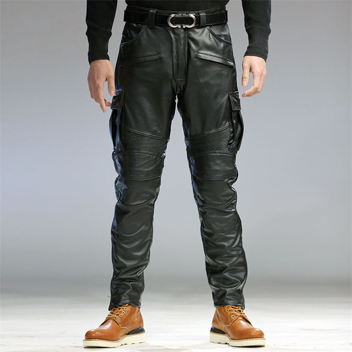 Skinney Pants - 【時間限定10%OFF】レザーパンツ バイク用 新品 牛革レザーパンツ メンズパンツ 革パンツ バイクパンツ 本革 無地 カッコイイ 大きサイズ スキニーパンツ ロングパンツ 送料無料 父の日