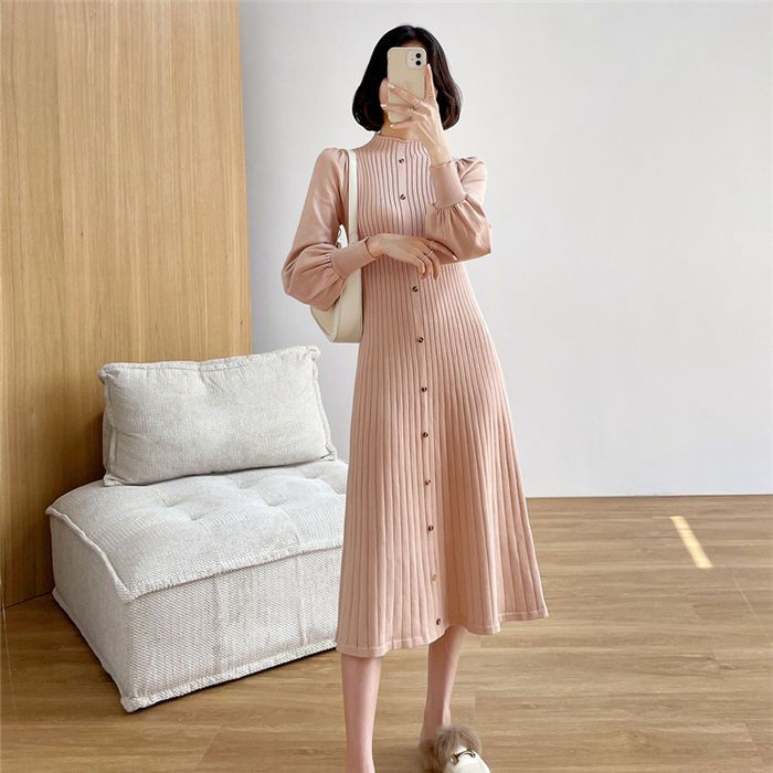 【時間限定10%OFF】レディース ミモレ丈ワンピース ニット シャツ ブラウス ワンピ...