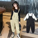 【時間限定10%OFF】子供服 セットアップ キッズ 女の子 韓国子供服 長袖 春秋 上下セット ブラウス シャツ ロングパンツ サロペット 長ズボン 無地 ジ...