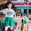 【時間限定10%OFF】子供服 セットアップ キッズ 女の子 春夏 2点セット 上下セット Tシャツ 半袖 丸首 ミニパンツ クマ おしゃれ 涼しい 可愛い カ...
