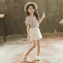 【時間限定10%OFF】子供服 セットアップ キッズ 女の子 ブラウス 春秋 上下セット トップス シャツ パンツ 子供 ガウチョパンツ おしゃれ 可愛い カジ...
