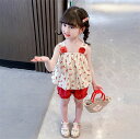 【時間限定10%OFF】子供服 セットアップ キッズ ノースリーブ 女の子 ブラウス 春秋 上下セット トップス シャツ パンツ 子供 ショートパンツ おしゃれ...