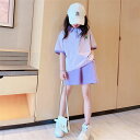 【時間限定10%OFF】子供服 セットアップ キッズ 半袖 女の子 ブラウス 春秋 上下セット トップス シャツ パンツ 子供 ショートパンツ おしゃれ 可愛い...
