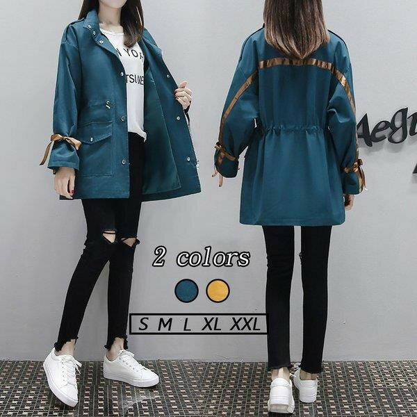 【時間限定10%OFF】トレンチコート 大きいサイズ 秋新品 レディース ブルゾンコート 長袖ブルゾンジャケット アウター 上着 ショート丈ゴート ジップ ゆったり 着やせ(4)