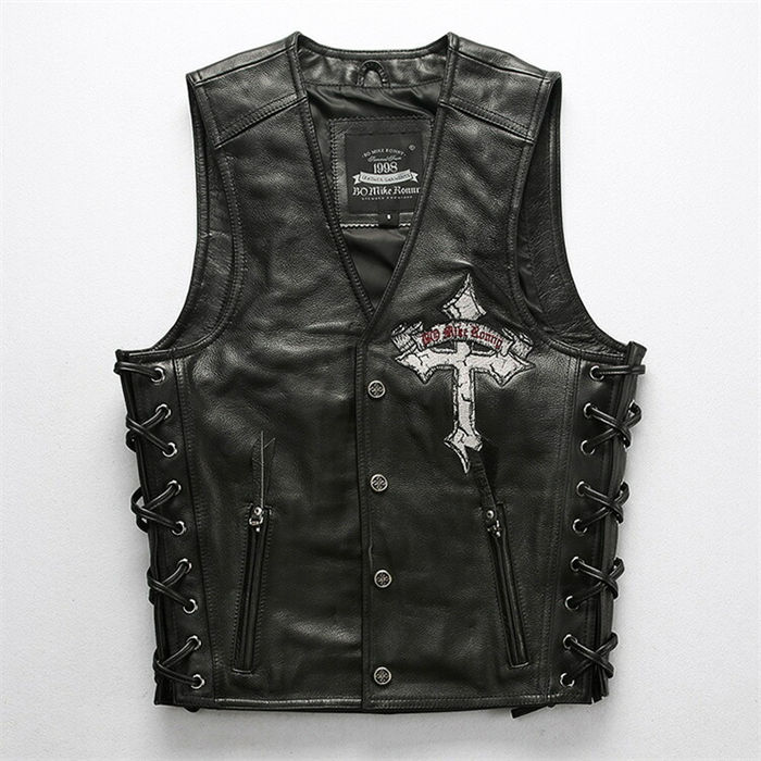 【時間限定10%OFF】レザーベスト メンズファッション バイク革ベスト パンク風 ライダーメンズ 牛革バイクジャケット ライダースベスト 牛革バイクベスト バイクウェア レザー お洒落 ファッション 本革 送料無料