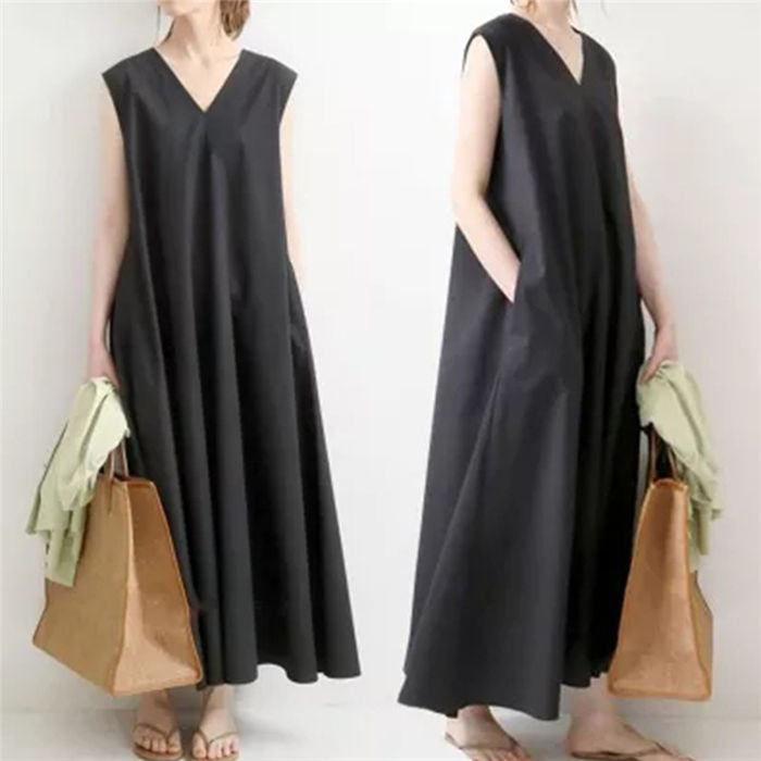 樂天商城 - 【時間限定10%OFF】ワンピース レディース 春夏 マキシワンピース 203040代 大きいサイズ ノースリーブ ワンピース Aラインワンピース ゆったり マキシワンピ 通勤 OL 着痩せ