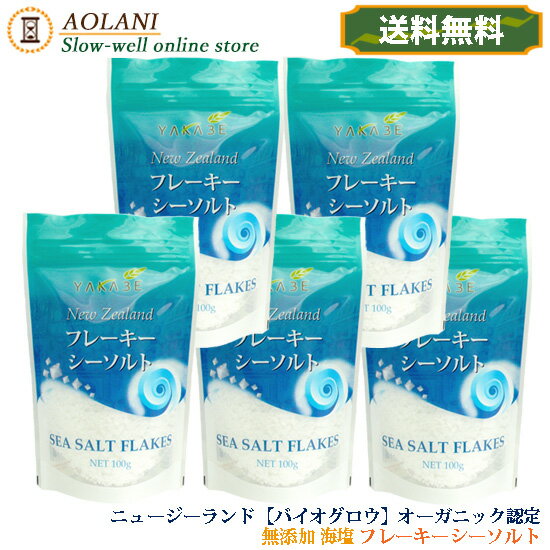 【送料無料】ヤカベ フレーキー シーソルト 100g×5袋＜ニュージーランド バイオグロウ オーガニック認定海塩＞