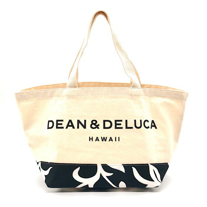 【HAWAII直輸入・送料無料】 DEAN&DELUCA ディーンアンドデルーカ キャンバス スモールトート ホワイト×ハイビスカス アロハブラック 白 CANVAS TOTE 花柄 ロイヤルハワイアン店限定 正規品 ハワイアン ギフト