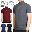 半袖Tシャツ ハイネック 夏 ゴルフウェア メンズ 無地tシャツ 春秋 2枚セット!ハイネックtシャツ ティーシャツ 大きいサイズ tシャツ 2枚セット!ハイネ...