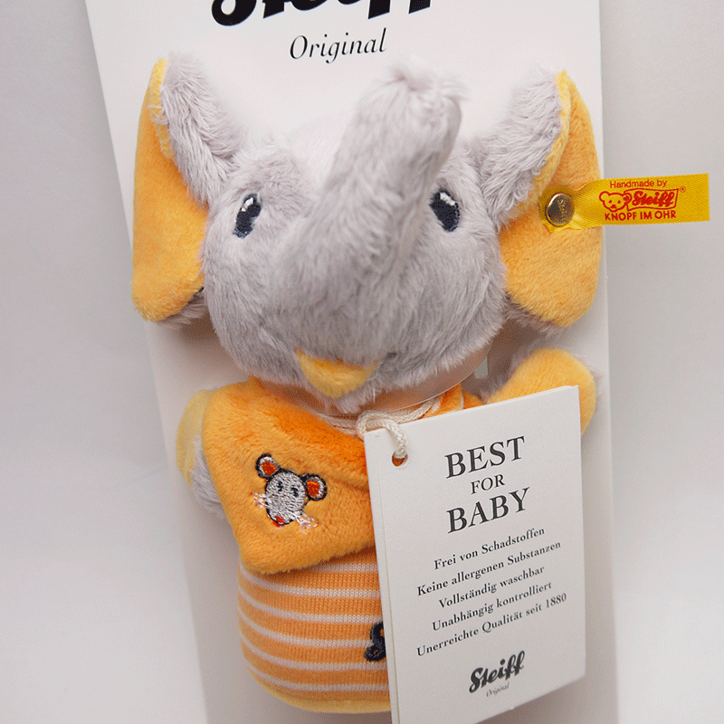 【即納】シュタイフ テディベア Steiff ぬいぐるみ 定番品 ベイビーシリーズ 赤ちゃんがつかんであそべる ぬいぐるみ ぞうさん 14cm