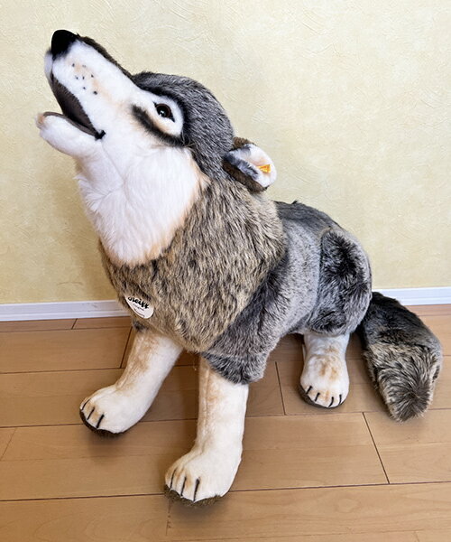 Rakuten - 【ラスト1点】【新品】【即納】シュタイフ定番品スタジオシリーズ「スノーリーウルフ」60cm (遠吠えするオオカミ）