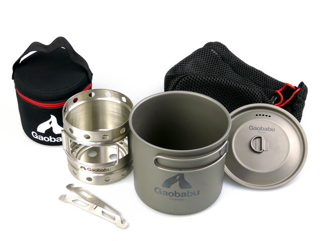 ガオバブ(Gaobabu) Gaobabuキャリボ風防+チタンポットSOLO 1100セット GSET-26 【一部地域を除き送料無料】 チタン 軽量 風防 調...