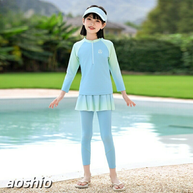 乐天商城 - 水着 女の子 小学生 キッズ 長袖 長ズボン セパレート UVカット 水陸両用 紫外線対策 スイミング 水泳 着脱簡単 プール 幼稚園 水遊び 海 1 砂遊び ビーチ