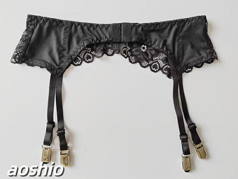乐天商城 - ガーターベルト 普段使い シンプル リアル ショットの 黒 肌の レトロ サテン レース コットンウール 薄くて 厚手 靴下 魅惑的 4つの フック クリップ 滑り止め バックル 調節可能