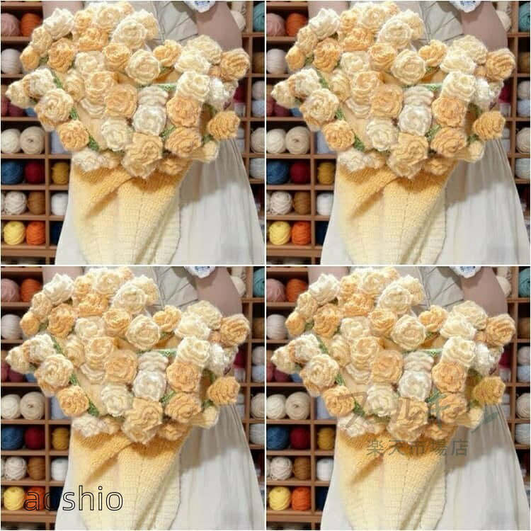 花束ブランケット かぎ針編みキット 未完成品 100cm 初心者向け DIY セット 柔らか...