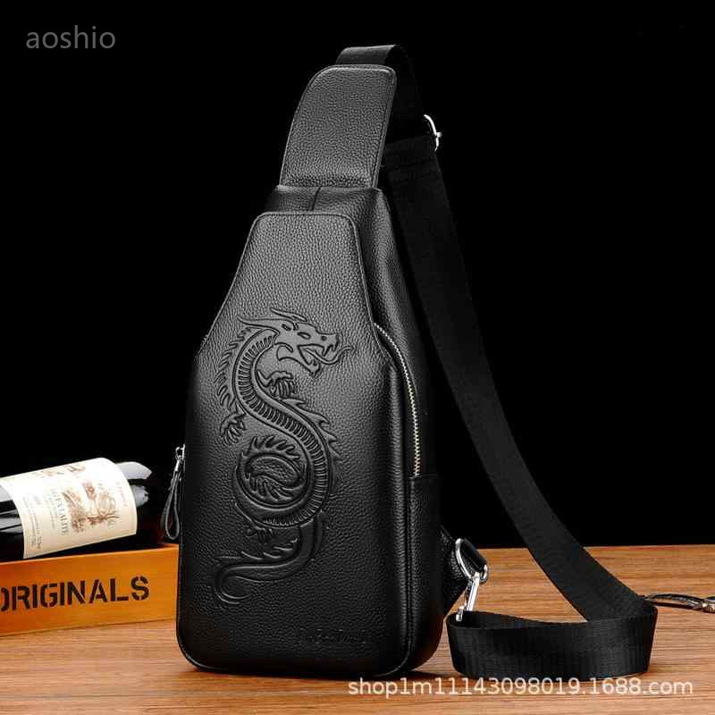 Belt Bags - メンズ レザー ボディバッグ ショルダーバッグ 斜め掛け 鞄 牛革 型押し アニマル柄 ストリート ダークブラウン ブラック カジュアル