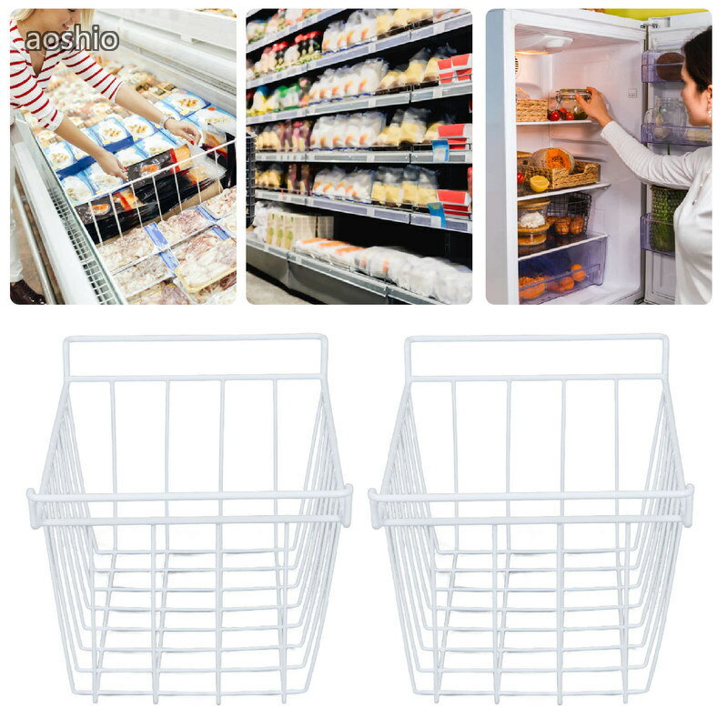 Rakuten - ワイヤーバスケット 冷蔵庫収納ケース キッチン収納ボックス かご 小物入れ 取っ手付き ブラック 整理収納 ハンドル付き 冷蔵庫仕切りコンテナ フリーザーワイヤーバスケット
