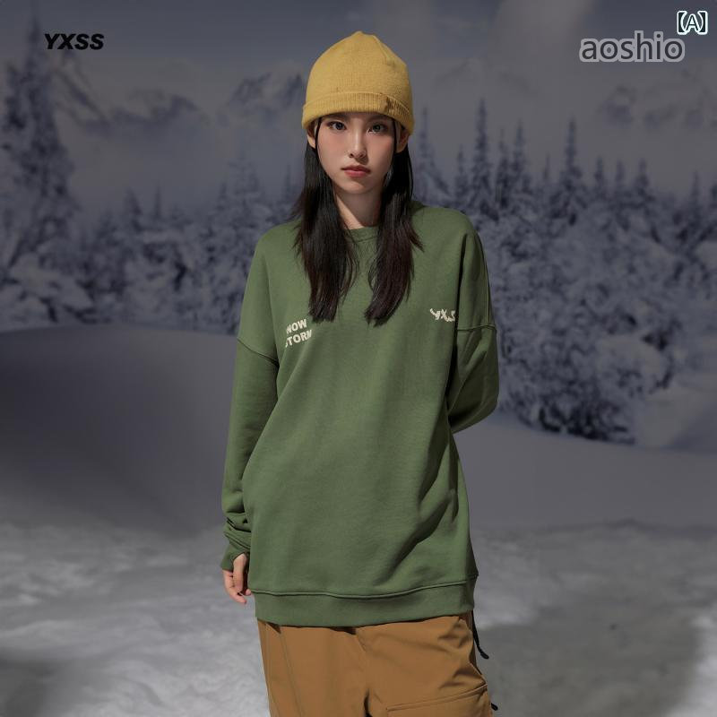 防水 スキー ウェア スウェット Tシャツ アースカラー ロゴ メンズ レディース ユニセックス ボード アウトドア ウィンター スポーツ 冬 ボーダレス プルオーバー カジュアル 雪